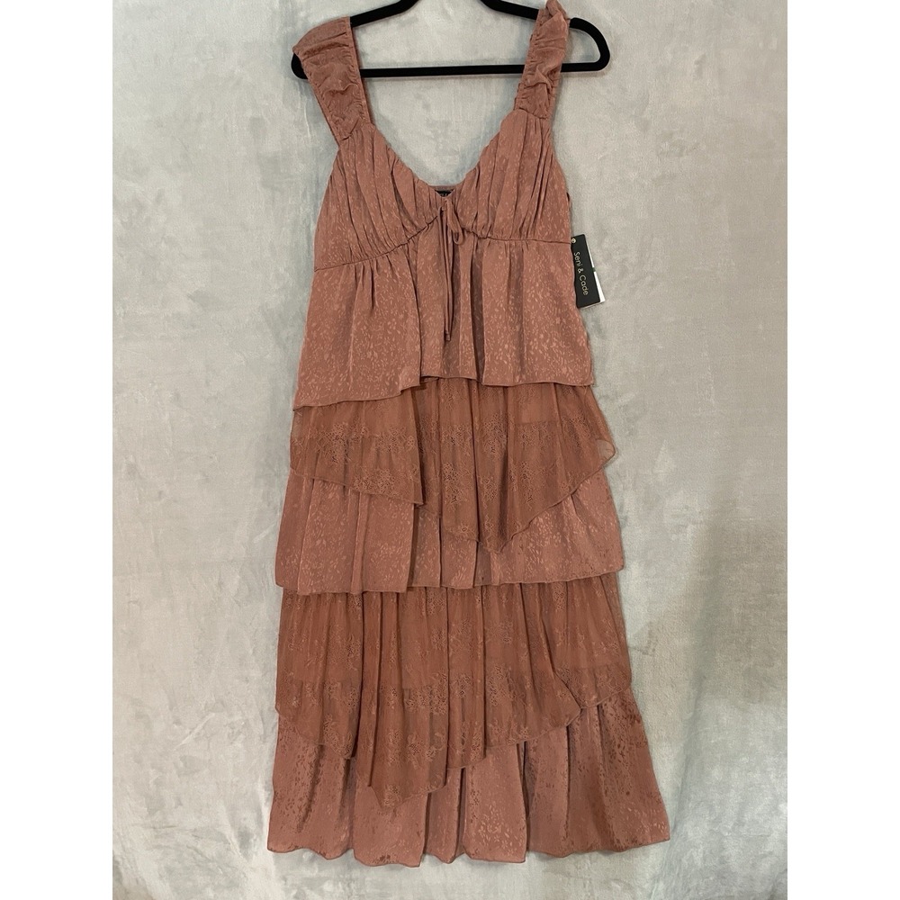 SENI & CADE Juniors Size L Lace Midi Dress Dark Peach Summer Party Tie Front NWT - Picture 4 of 11